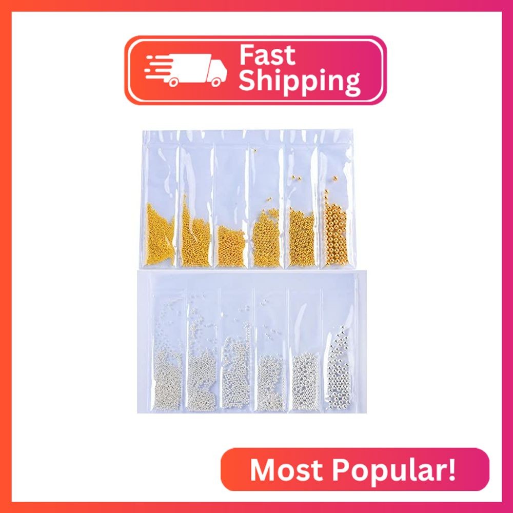 Mesiyun Nail Art Metal Beads 3D Steel Balls Studs Nail Beads Gold & Silver Mixed