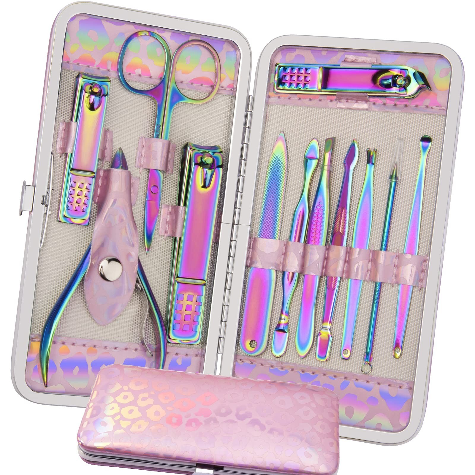 Manicure Set Nail Clippers Pedicure Kit – 12pcs Stainless Steel Nail Kit, Col…