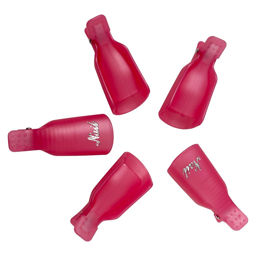 10 PCS Pink Acrylic Nail Art Soak Off Cap Clip UV Gel Polish Remover Wrap Tool