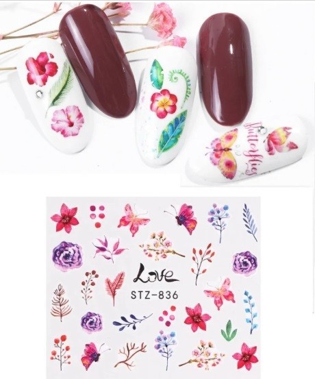 Flower, Floral Nail Art Water Decals DIY Nail (Group 7)