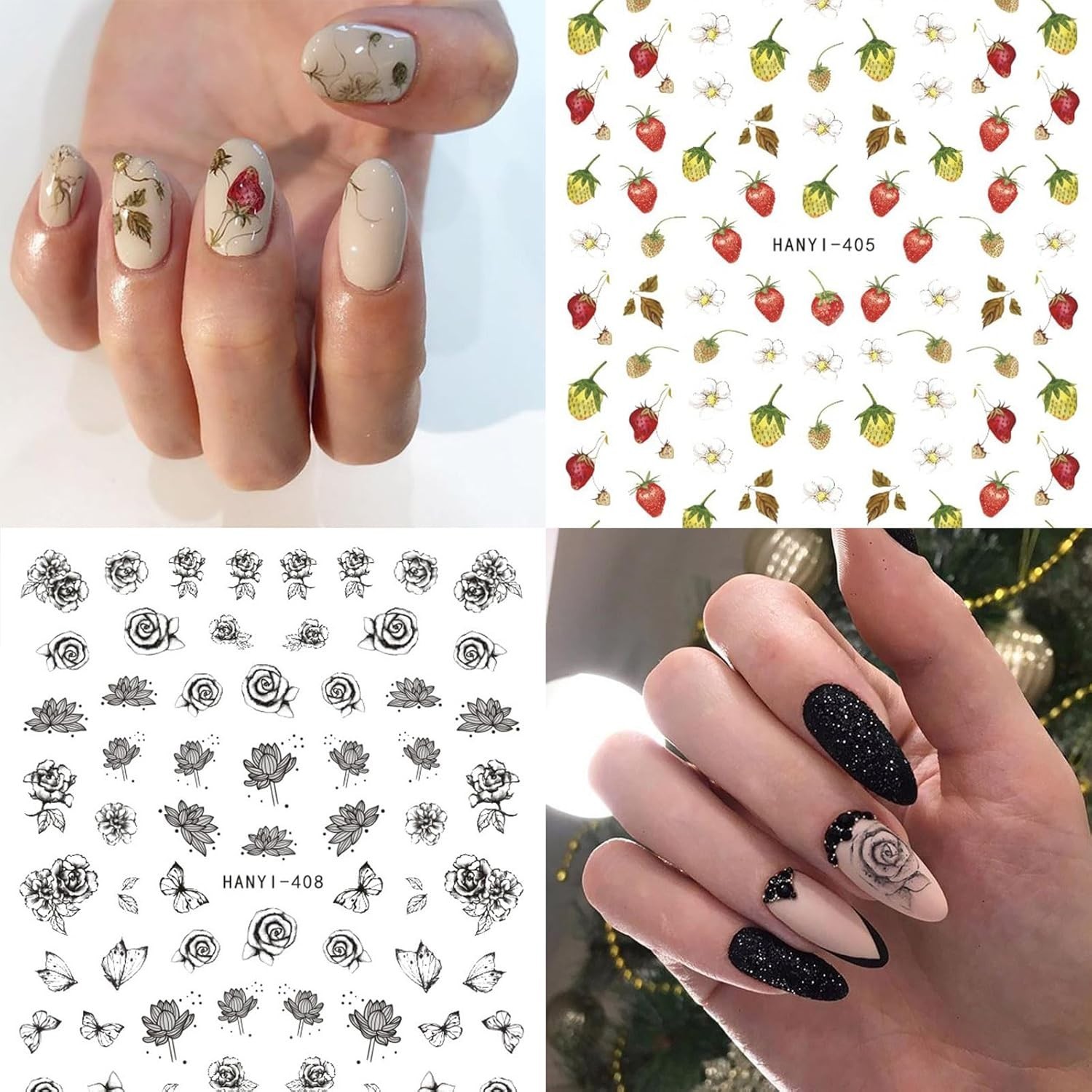 Elegant 9 Sheets of Self-Adhesive Floral Nail Art – Perfect for Summer