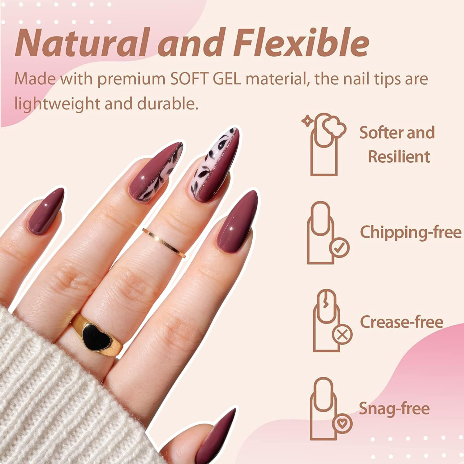 Medium Almond Gel Nail Tips Half Matte 312Pcs Almond Gel Nails No C Curve Clear