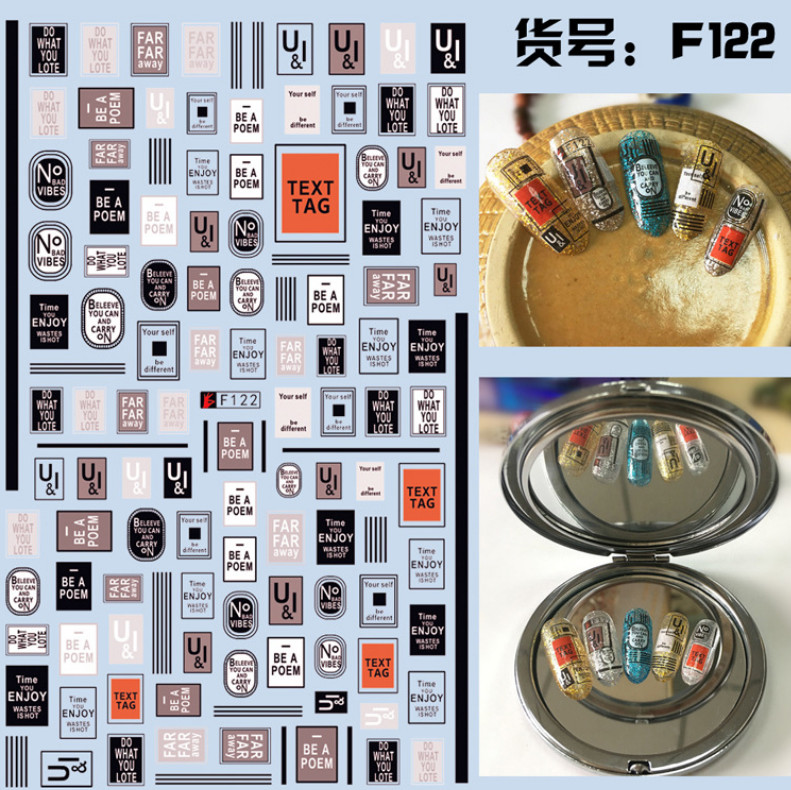 3D Nail Stickers Words Letters Phrase Paris Be A Poem Self-Adhesive Slider NH7