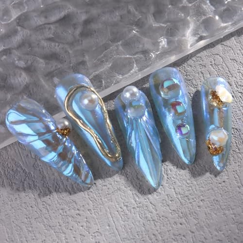 3D Aurora Bubble Beads Nail Art Charms, Mixed Sizes Iridescent Aurora bubbles
