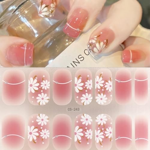Spring Gel Nail Strips Stickers 6 Sheets Flowers Flowers Gel Nail Stickers-4