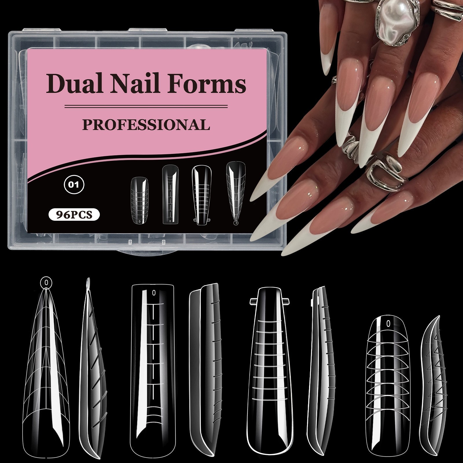 4 IN 1 Dual Nail Forms Molds Set For DIY Nail Extension Tips Manicure Tools