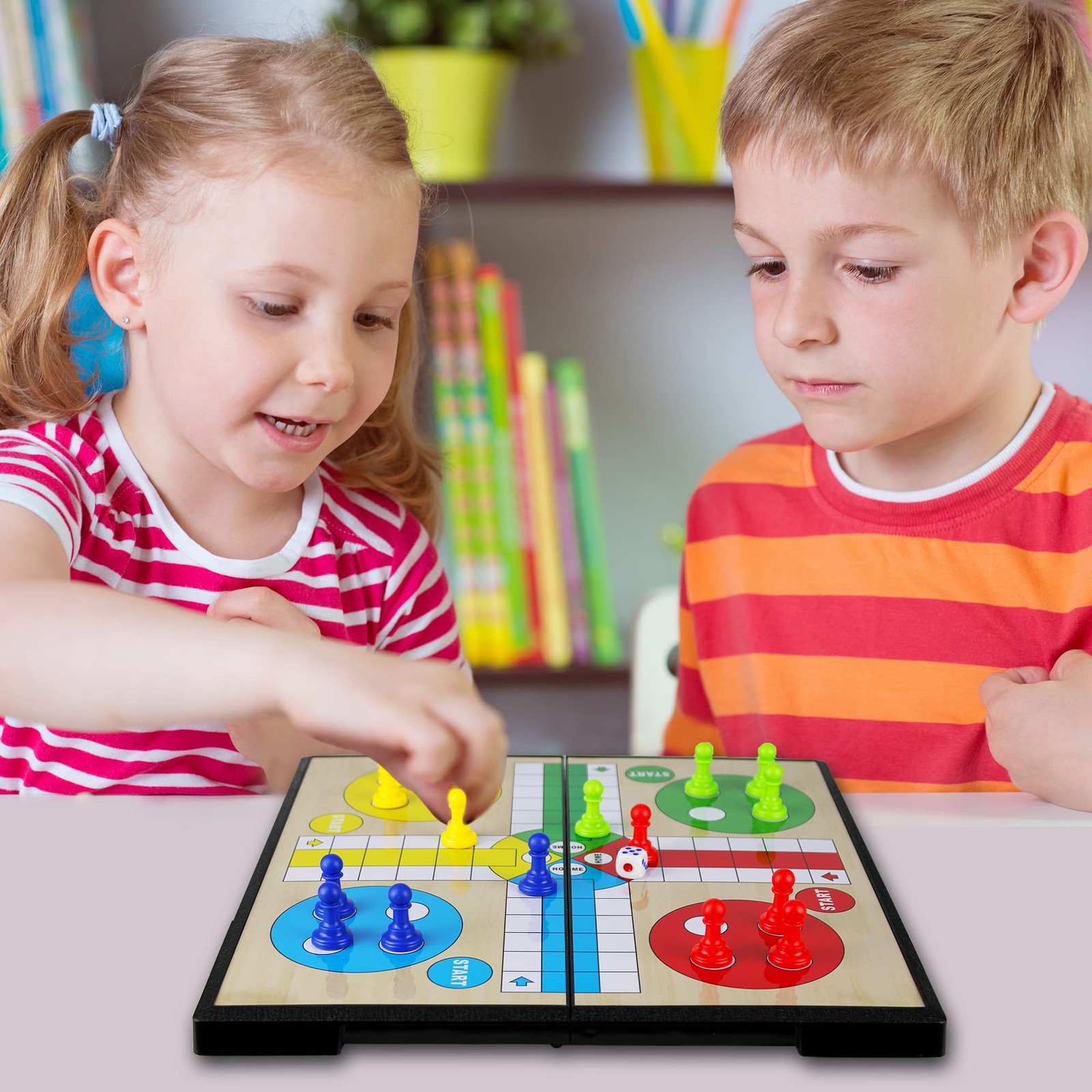 KIDAMI Ludo Magnetic Board Game Set, Children’s 11.2 inches, Brown” Or “Black