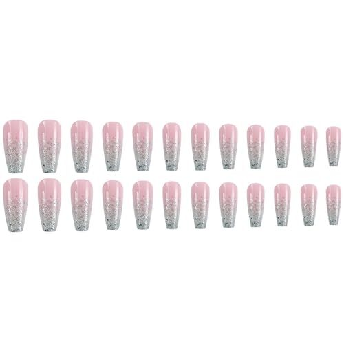 Ombre Pink Press on Nails Medium Coffin Fake Nails Nude False Nails Style-23