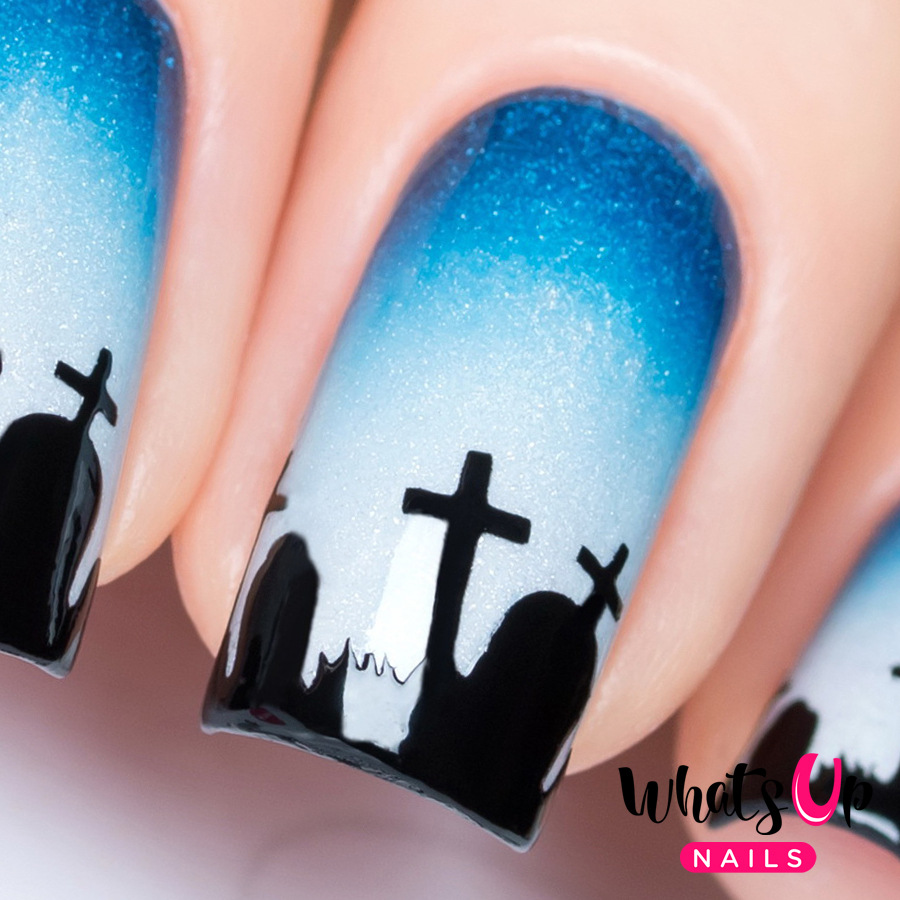 Graveyard Stencils for Nails, Halloween Nail Stickers, Nail Art, Nail Vinyls