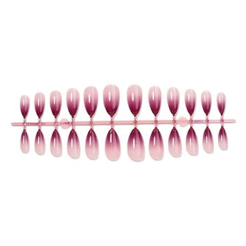Purple Ombre Press on Nails Almond Fake Nails Purple French Medium Style-4