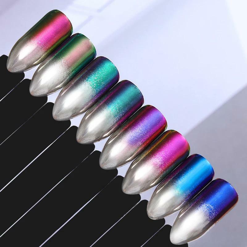 Chameleon Mirror Chrome Gradient Nail Powder Metallic Effect Duo Ombre Rainbow