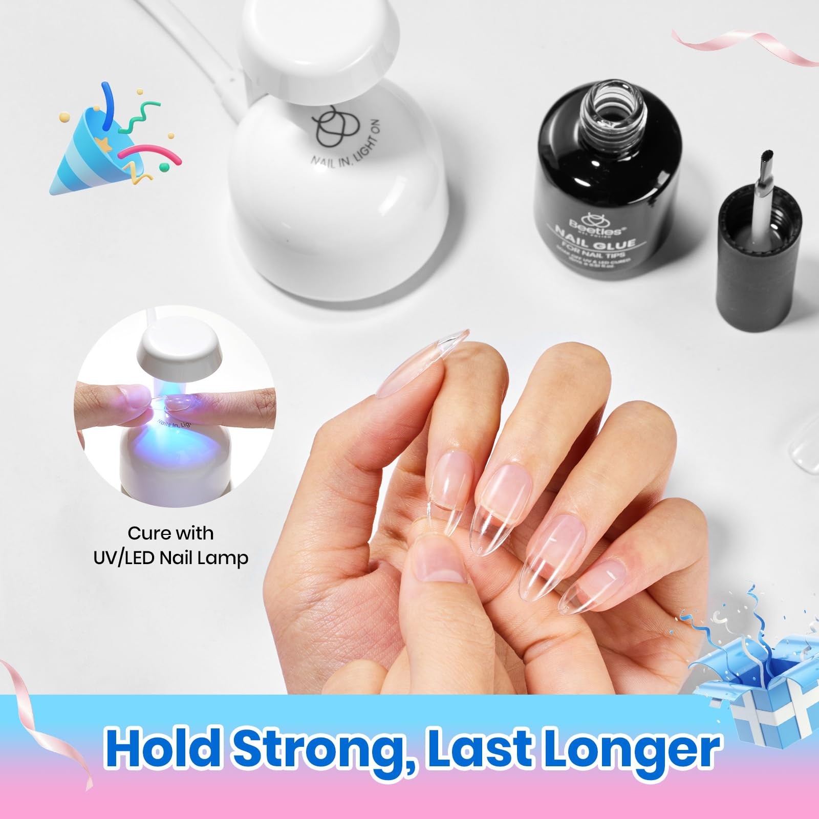 Beetles Gel Polish 9 In 1 Gel Nail Glue For Clear Acrylic Nail Tips 2 Pcs 15Ml