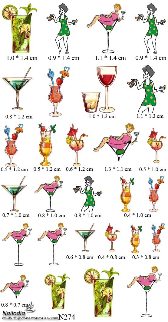 Cocktail & Drink Nail Art Decal Sticker Water Transfer Slider – Party theme