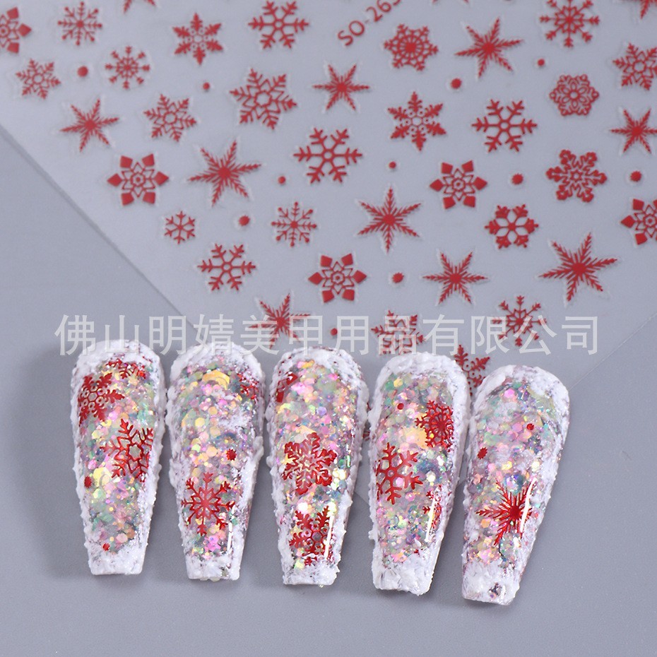 5Pcs Snowflake Star Christmas Nail Sticker Elegant Fashion Slide Decoration NH27