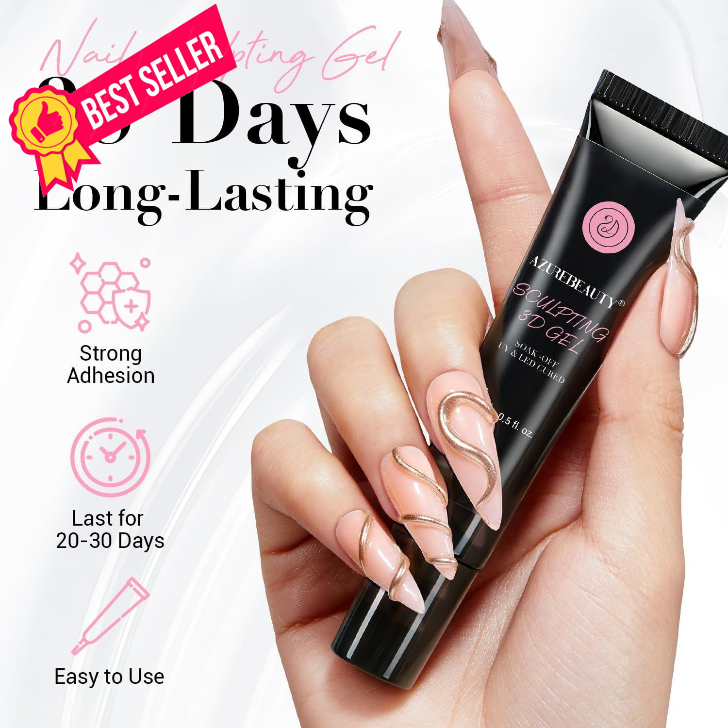 AZUREBEAUTY 3D Gel Nail Art, Sculpting for Molding, Pink