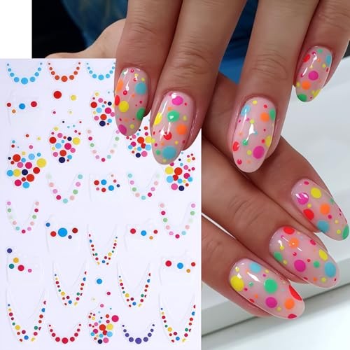 6 Sheets Christmas Balloons Nail Art Stickers Colorful Polka Dot french balloon