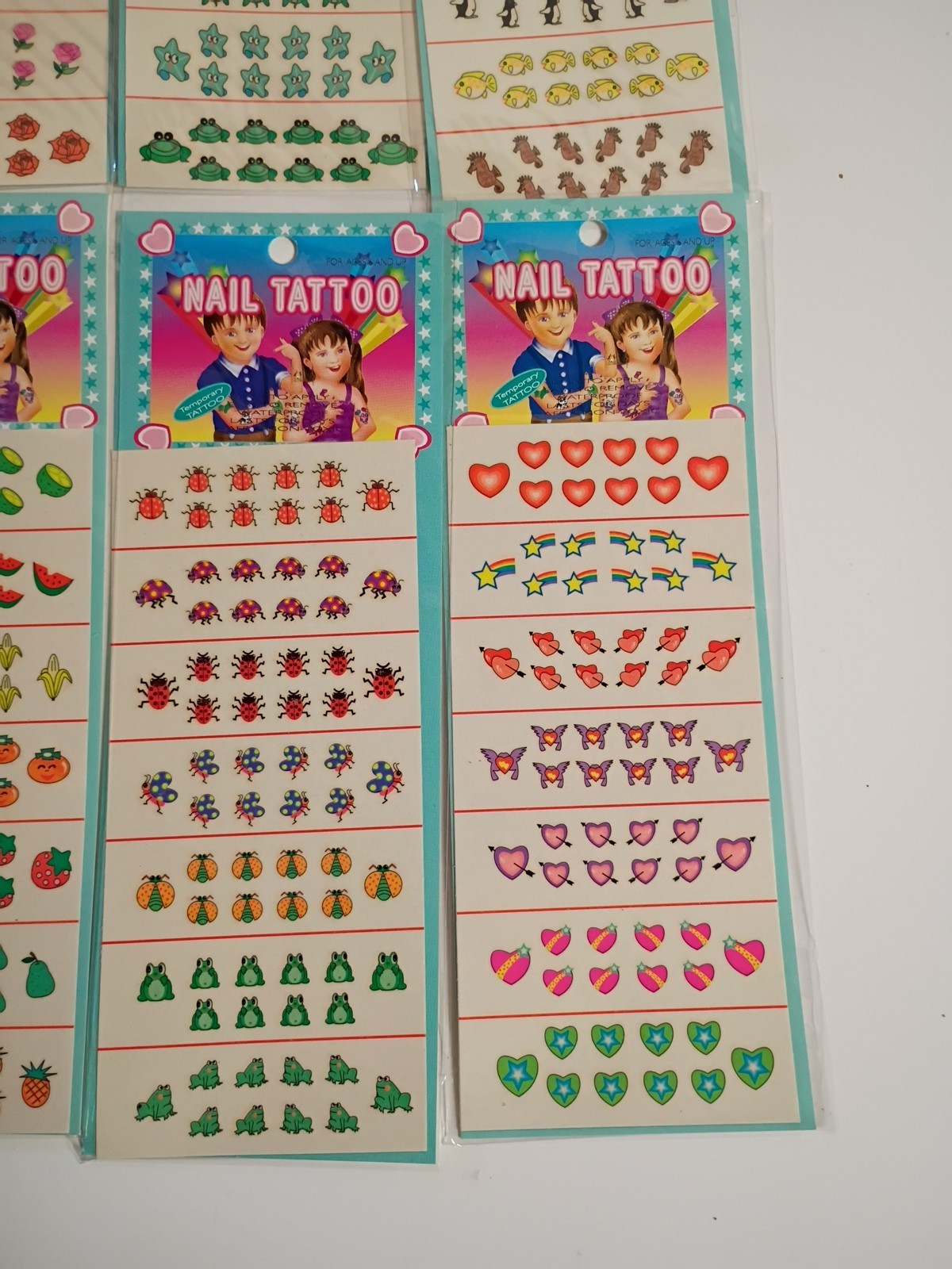 9 Sheets Art Water Transfer Frogs Ladybugs Flowers Fruit Children Nail Tattoos