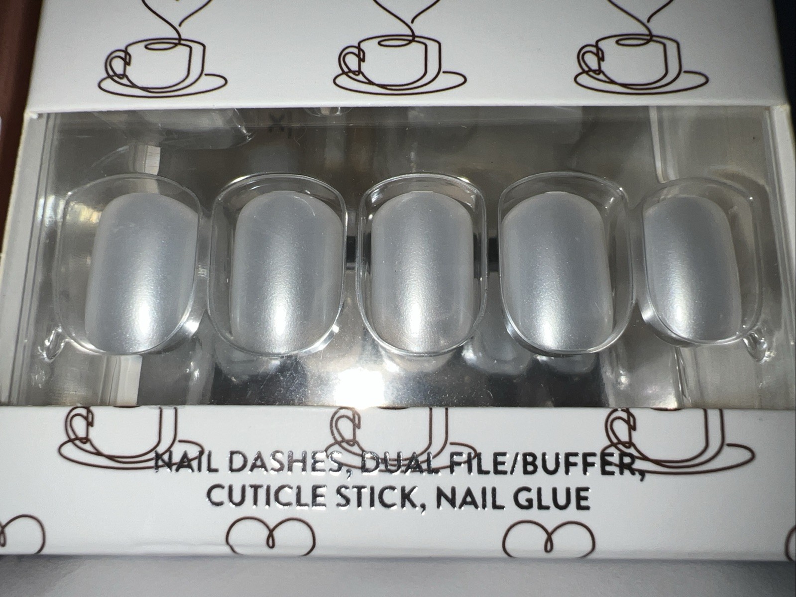 Red Aspen Nail Dashes*BERKLEY & LIZA*SHORT SQUARE*BROWN & WHITE SHINY*