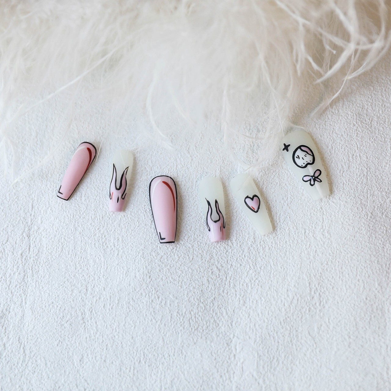 15Pcs Mischievous Pink Press on Nail Art By Handmade