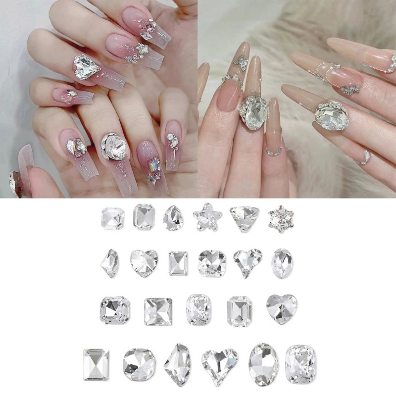 10x Heart Nail Rhinestones Nails Art Charms Irregular Shape Nail Crystal Charms