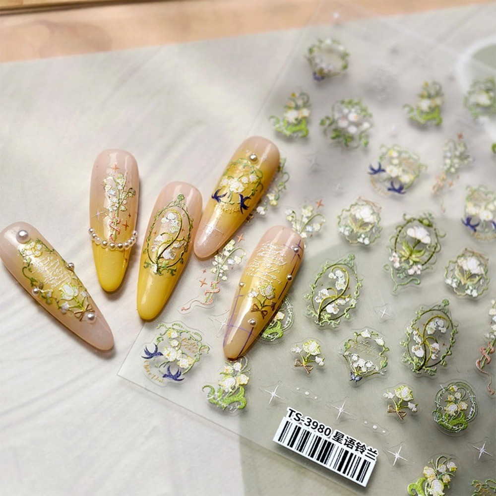 Spring Summer 3D Floral Nail Art Stickers Self-Adhesive Flower Plant Nail Decals
