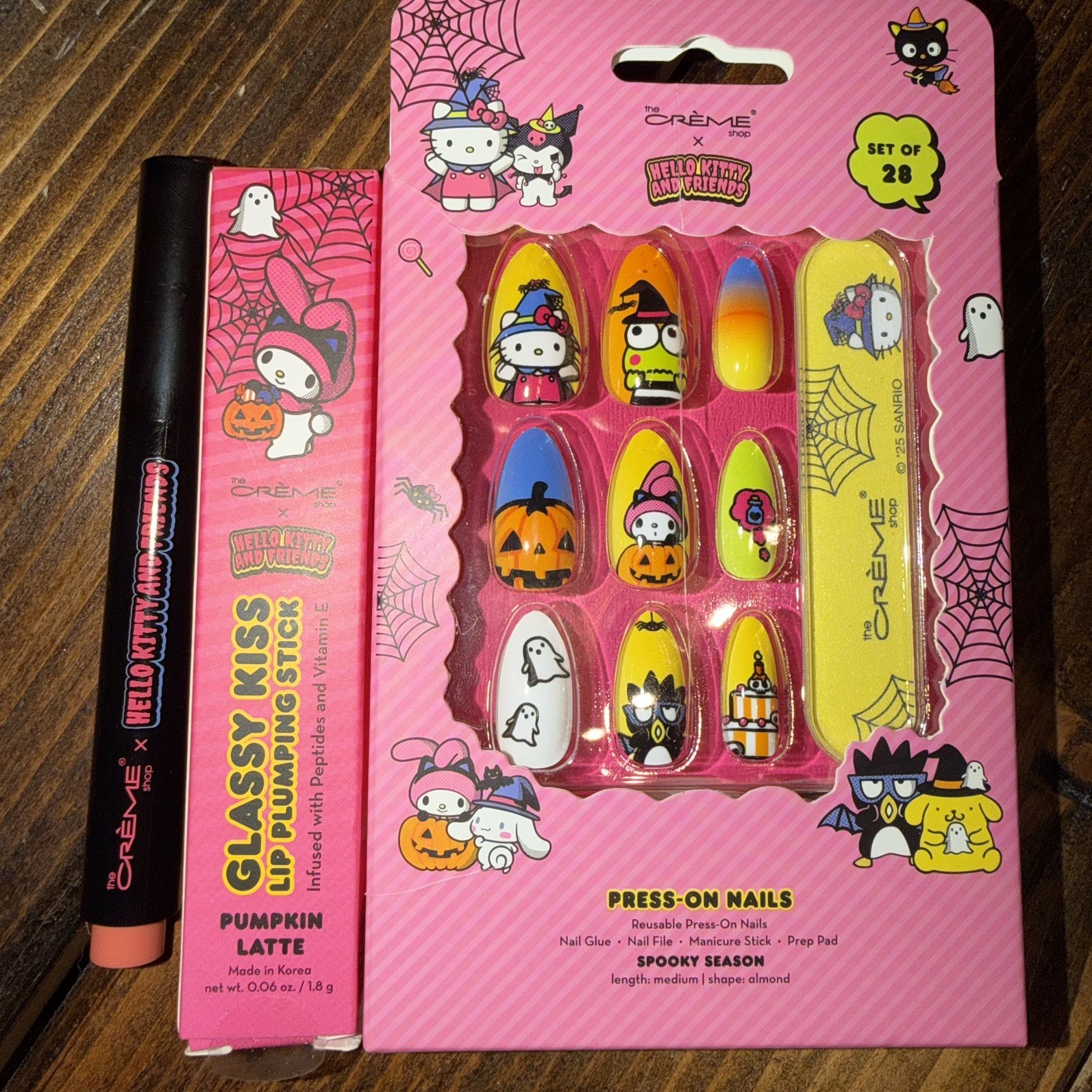 NEW Crème Shop x Hello Kitty Halloween nails & glassy lip plumping stick bundle