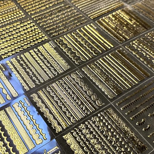 30 Sheets Gold Line Nail Art Stickers Gold Lace Nail Stickers 3D Self-Adhesive