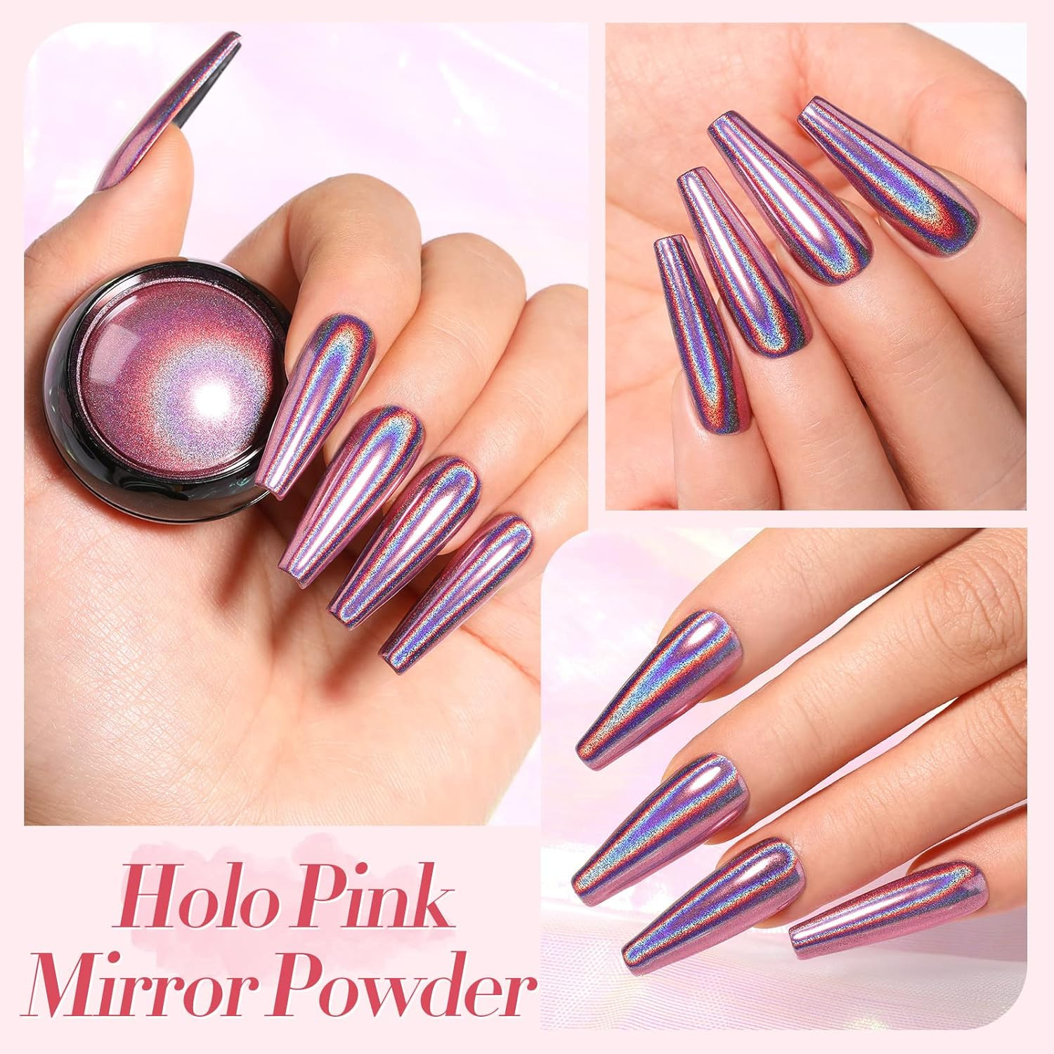 Chrome Nail Powder Metallic Mirror Powder Holographic Pigment | Powder Manicure
