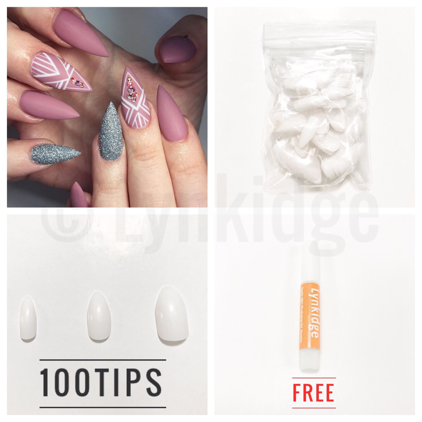 MultiColor Selection – 100PCS Full Cover Short Stiletto Nails