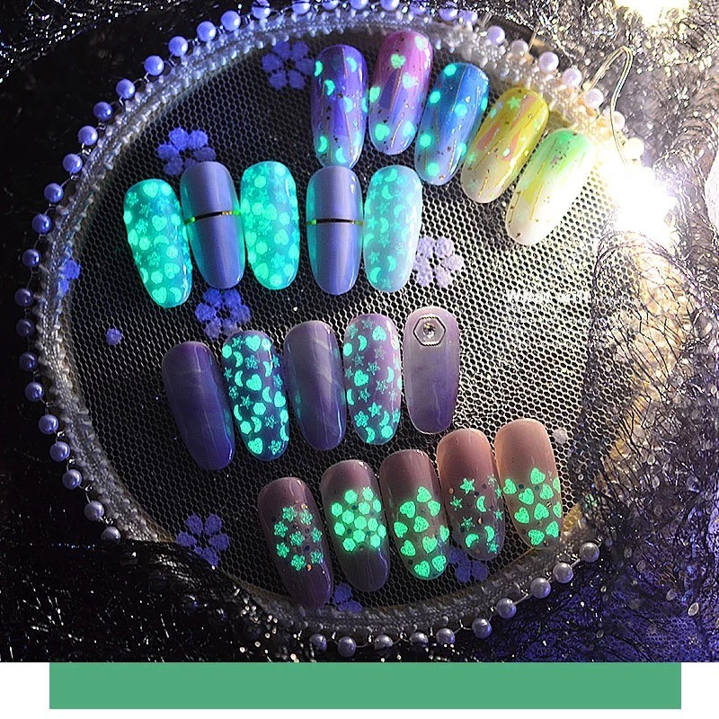 Luminous NAIL SEQUINS Glow In The Dark Paillette Fluorescent Glitter Star Round