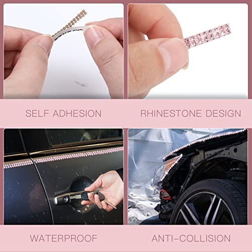 32.8Ft Bling Car Trim Self Adhesive Glitter Crystal Rhinestone 32.8 ft Pink