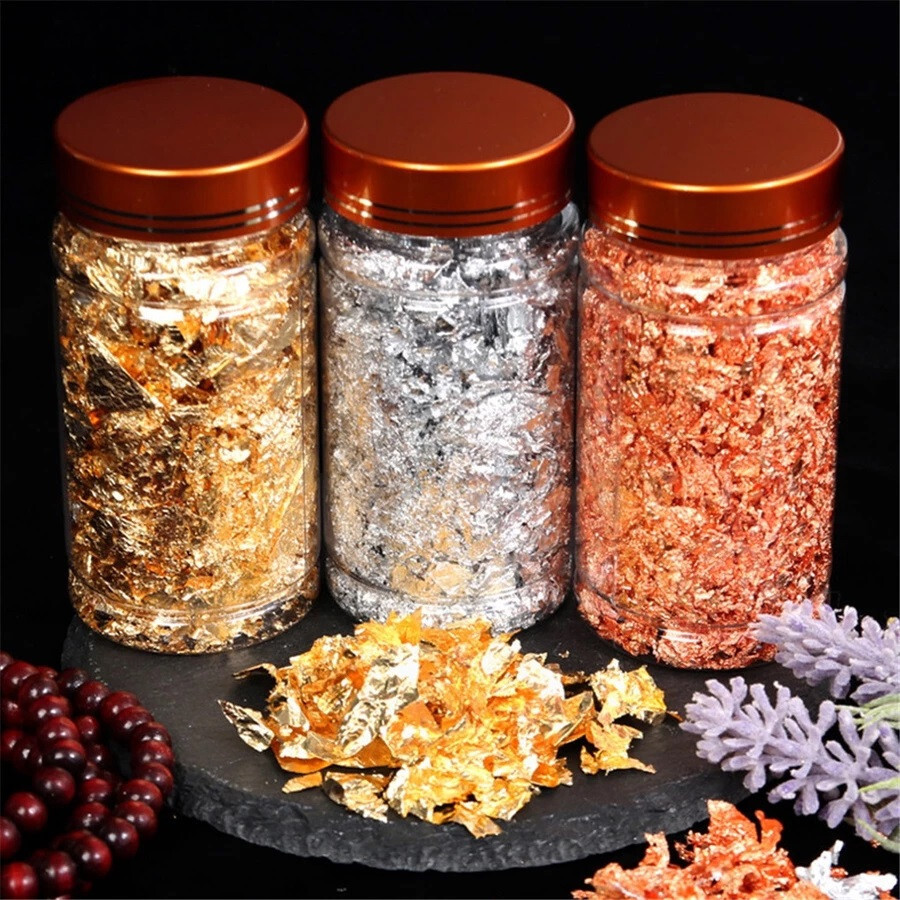 10X Gold/Silver/Red Foil Luxury Resin Decoration Paper Handicrafts Flake Art