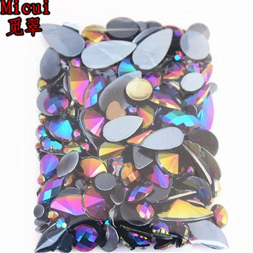 Mixed Shape Acrylic Bead 300pcs Non Hotfix Flatback Gem Beads 3D Nail Art Stones