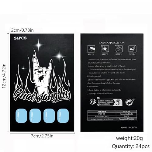 Set of 10 Square Blueberry Milk Square Nails – 24Pcs – Square Design
