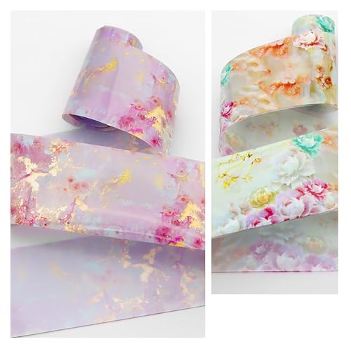10 Sheets Marble Nail Foil Transfer Sheets, Colorful Nail Art Stickers Style 1