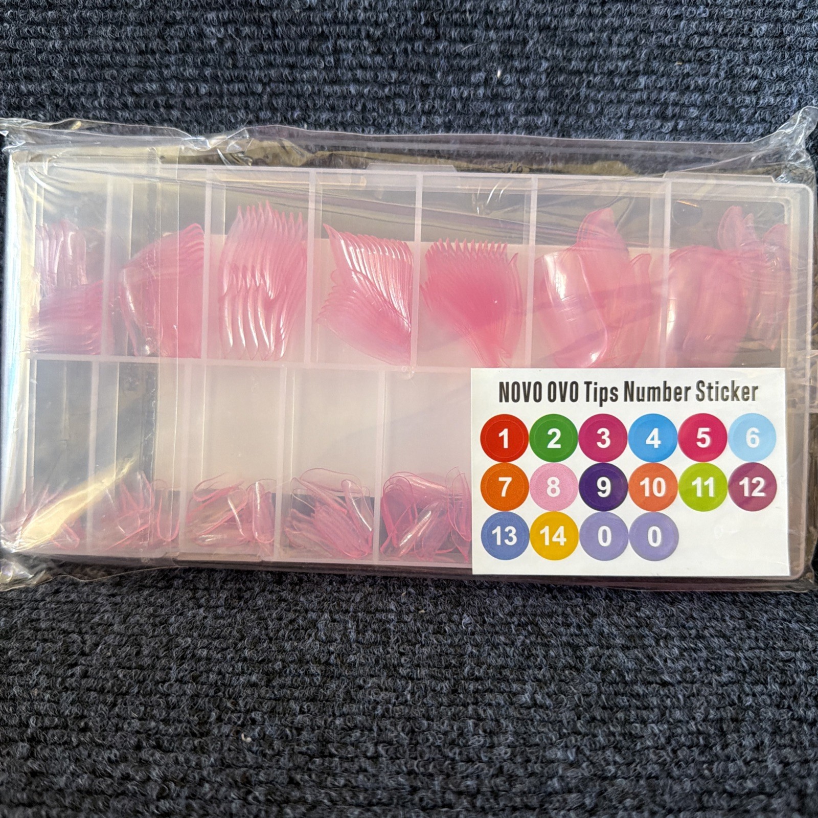 NOVO OVO 300 pcs Nail Tips Assorted Sizes False Nails Pink Clear Set Supplies
