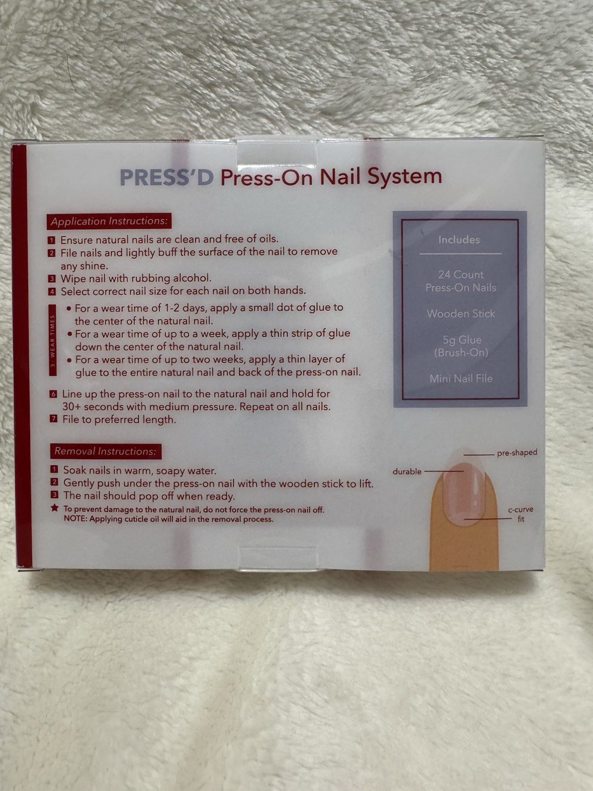 NEW PRESS’D Press On Nails 24 Count medium Frosted Tip/Gloss Coffin.