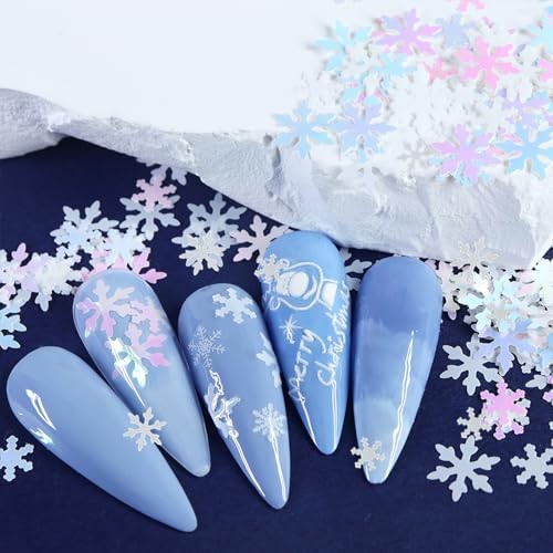 6 Grids White Snowflake Nail Art Sequins Christmas Snowflake Nail Style G