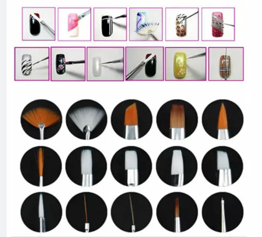 20 PCs Nail Art Gel Design Pen Painting Polish Brush Dotting Drawing Tools Set
