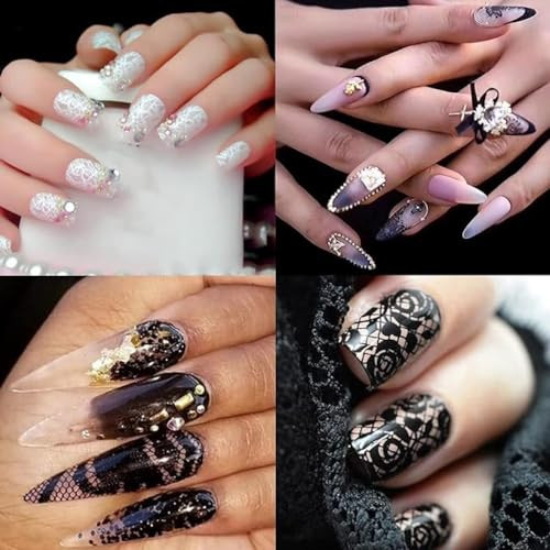10 Sheets Black Lace Nail Art Foil Transfer Stickers Foils Nail Art Supplies
