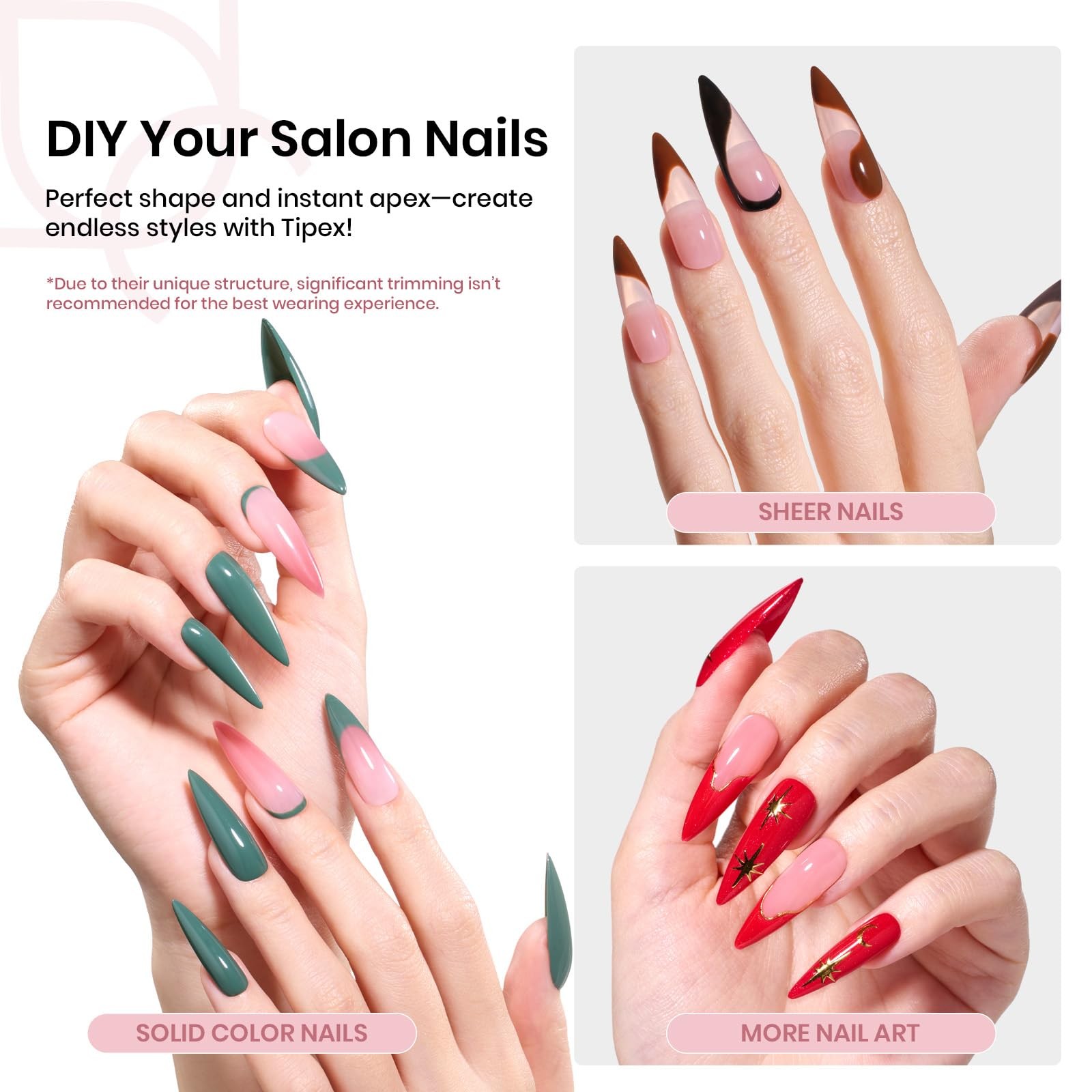 Beetles Tipex Instant Apex Long, 1 – Nails Only | Long Stiletto | 512