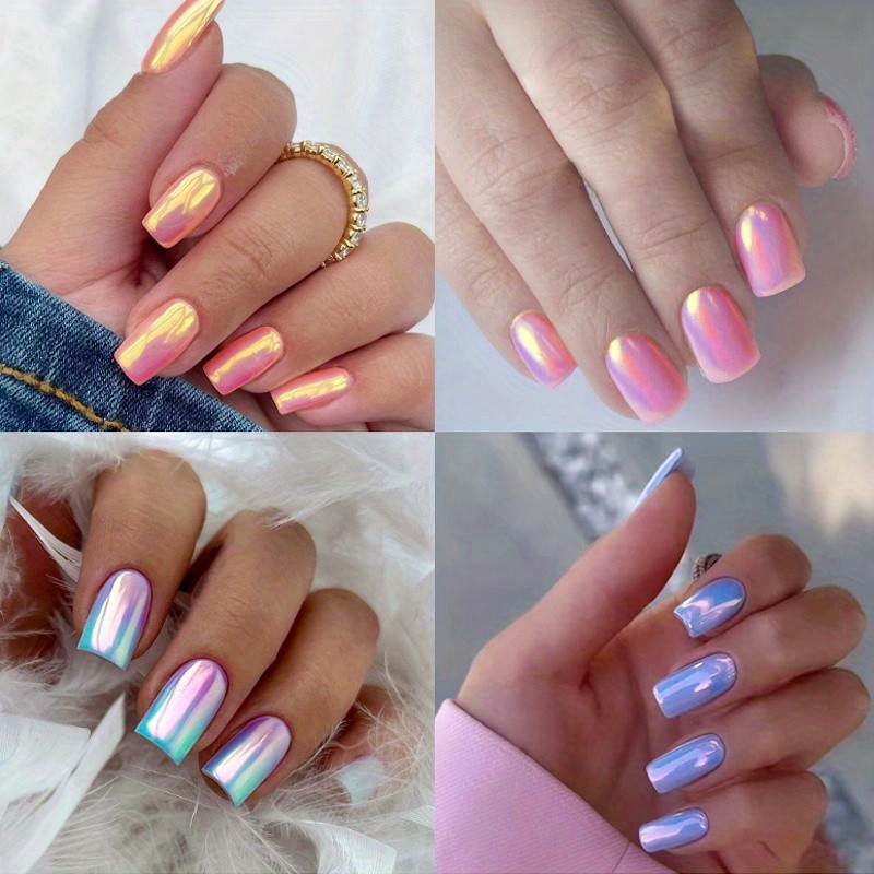 96pcs/4Pack Press On Nails Shimmer False Nails Full Cover For Daily Party Wear