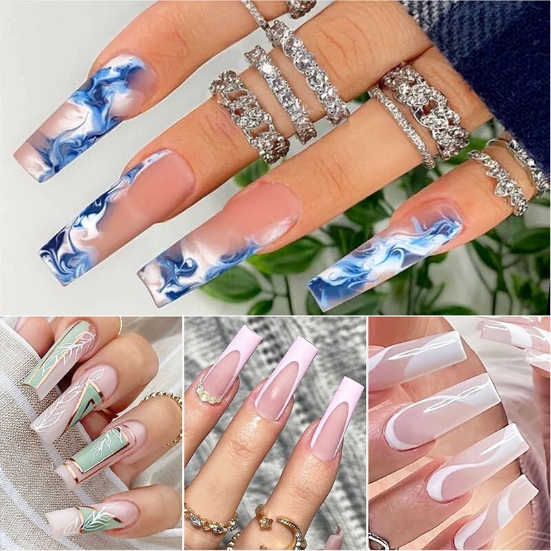 S/M/Max C Curve Fake Nails Clear Natural Acrylic Artificial Nail Art Tips 500pcs