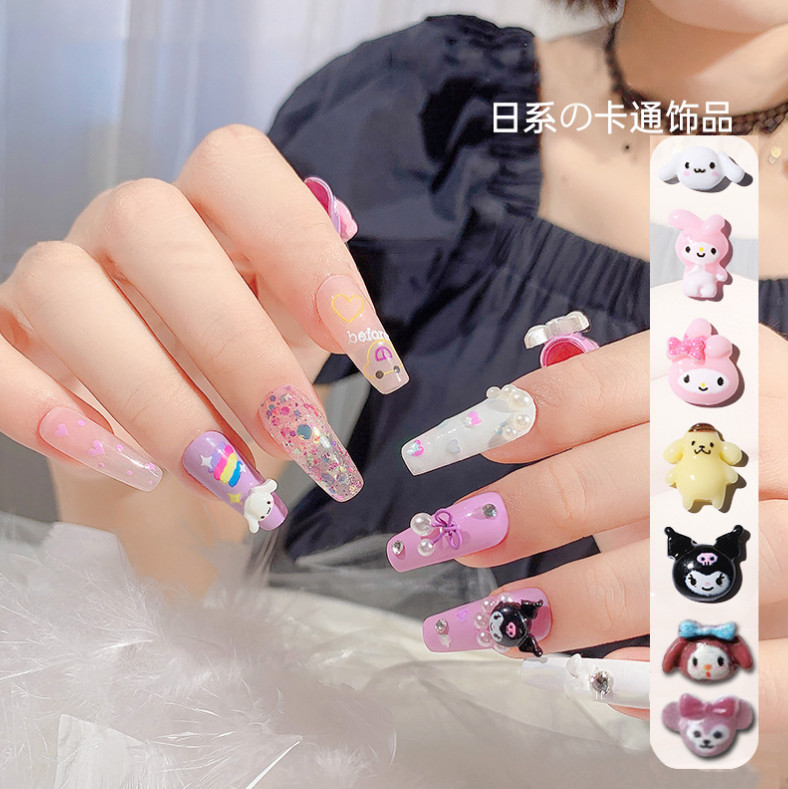 2Pcs Resin 3D Cartoon Puppy Bow Kitty Cat Dog Nail Art phone Case Sticker NS31