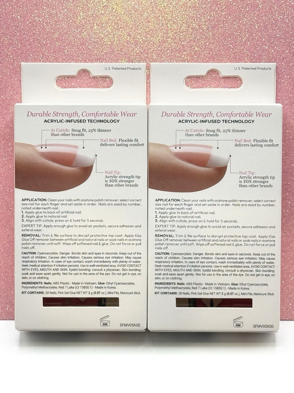 Kiss Salon Acrylic French Press-On Nails Medium Almond White Nude 83606 Lot Of 2