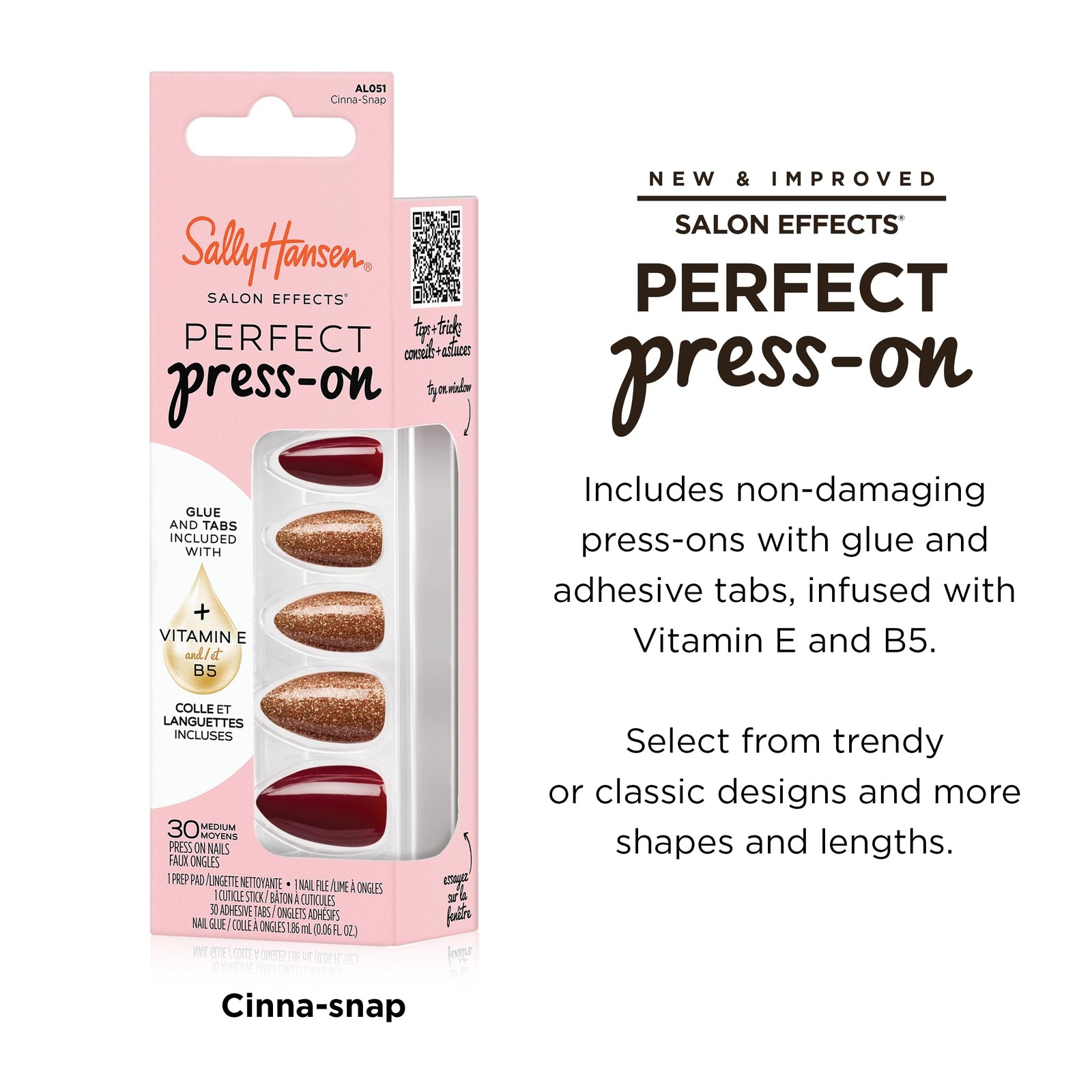 Sally Hansen Salon Effects Perfect Press-On Nails, Almond , Cinna-Snap