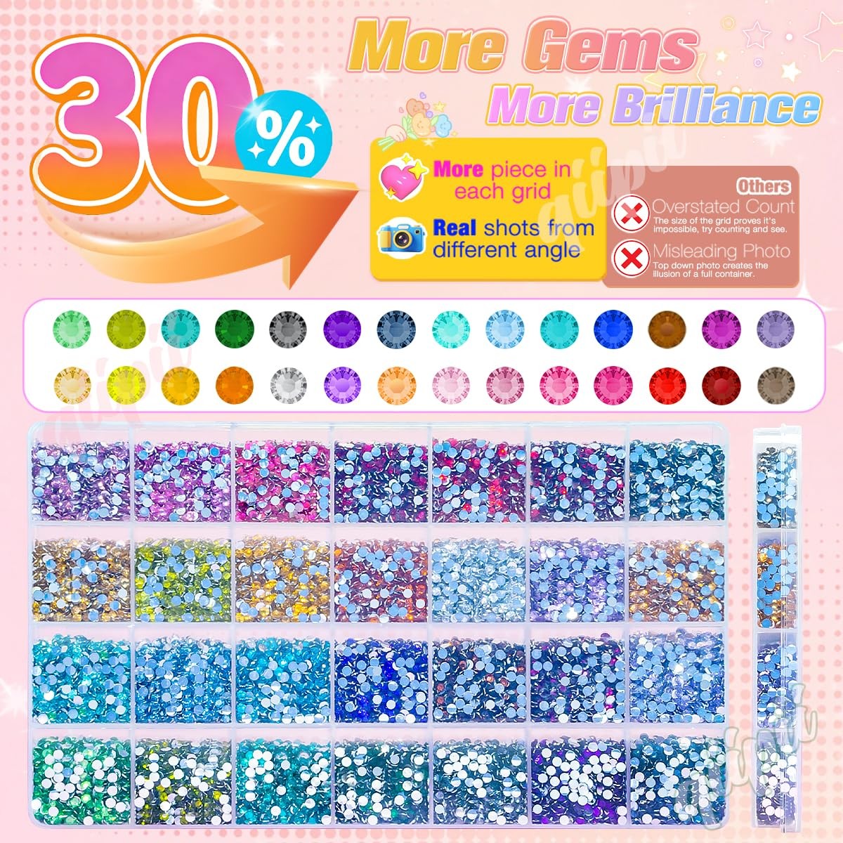28 Color 3mm Crystal Resin Rhinestones w B7000 Glue for Bedazzling Crafting S…