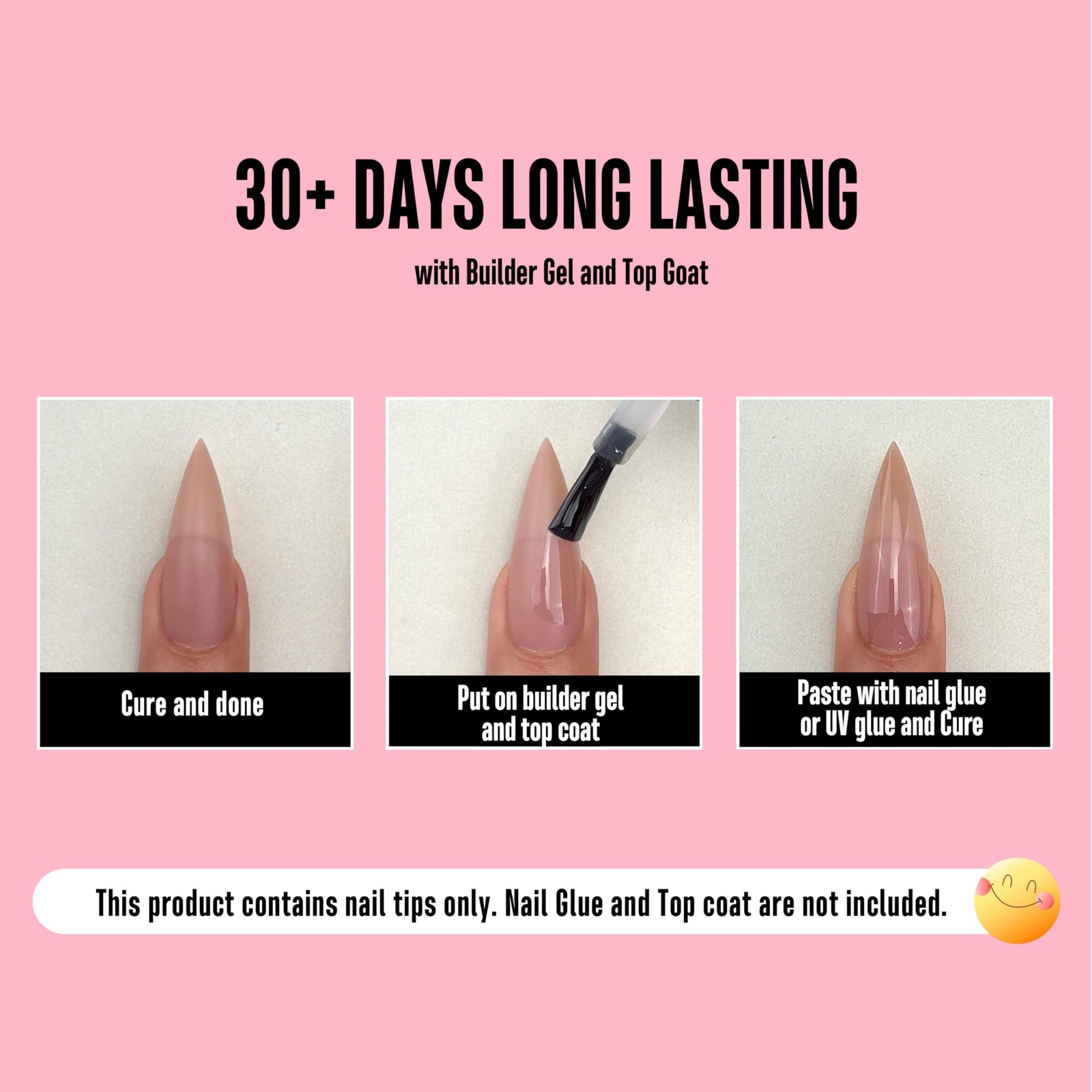 Sharp Stiletto Nail Tips Press on Medium Long Pure Color Brown Pink, Pointed …