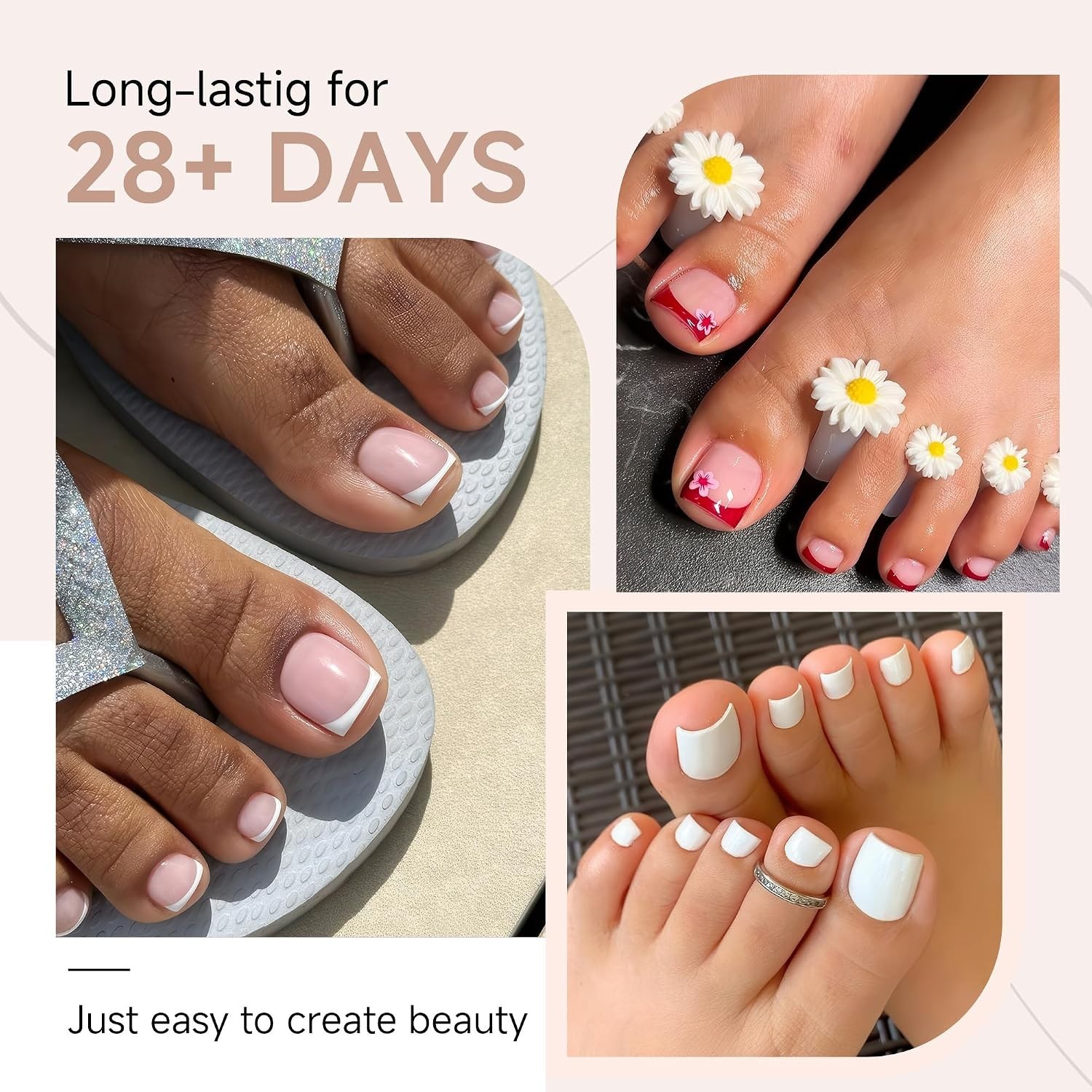 216 Pcs Clear Press On Toe Nail Tips – Ultra Thin Square-Round Gel Tips