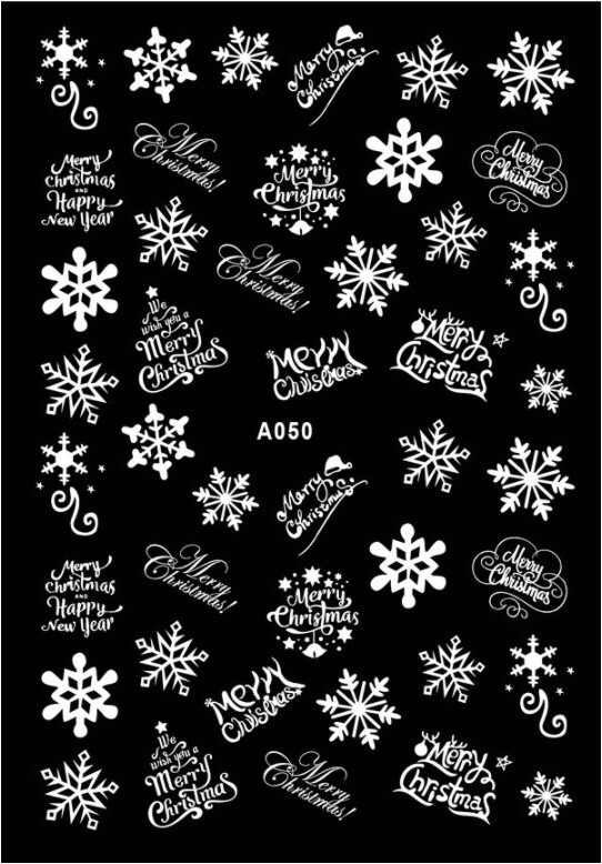 Merry Christmas Happy New Year Stars Snowflake Reindeer Tree 3D Nail Art Sticker